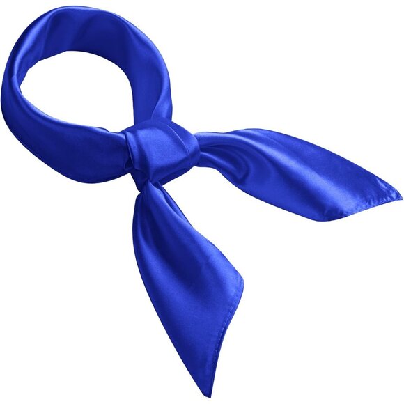 Women's Blue Silk Feeling Scarf 23.6'' Square Satin Scarf Neck Head Bandana - Picture 5 of 7